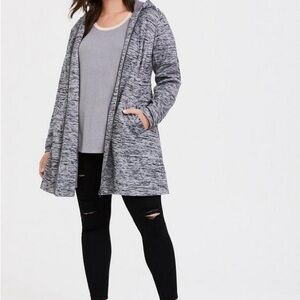 torrid Gray Space-Dye Hooded Open Cardigan - 00X | 10